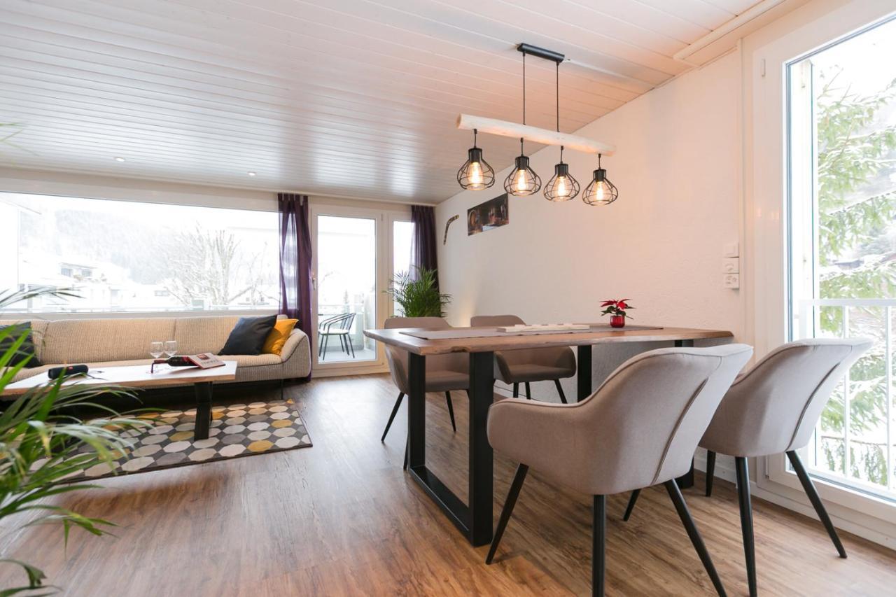 Spirit Apartments - Balkon - Bergsicht - Parkplatz Engelberg Kültér fotó